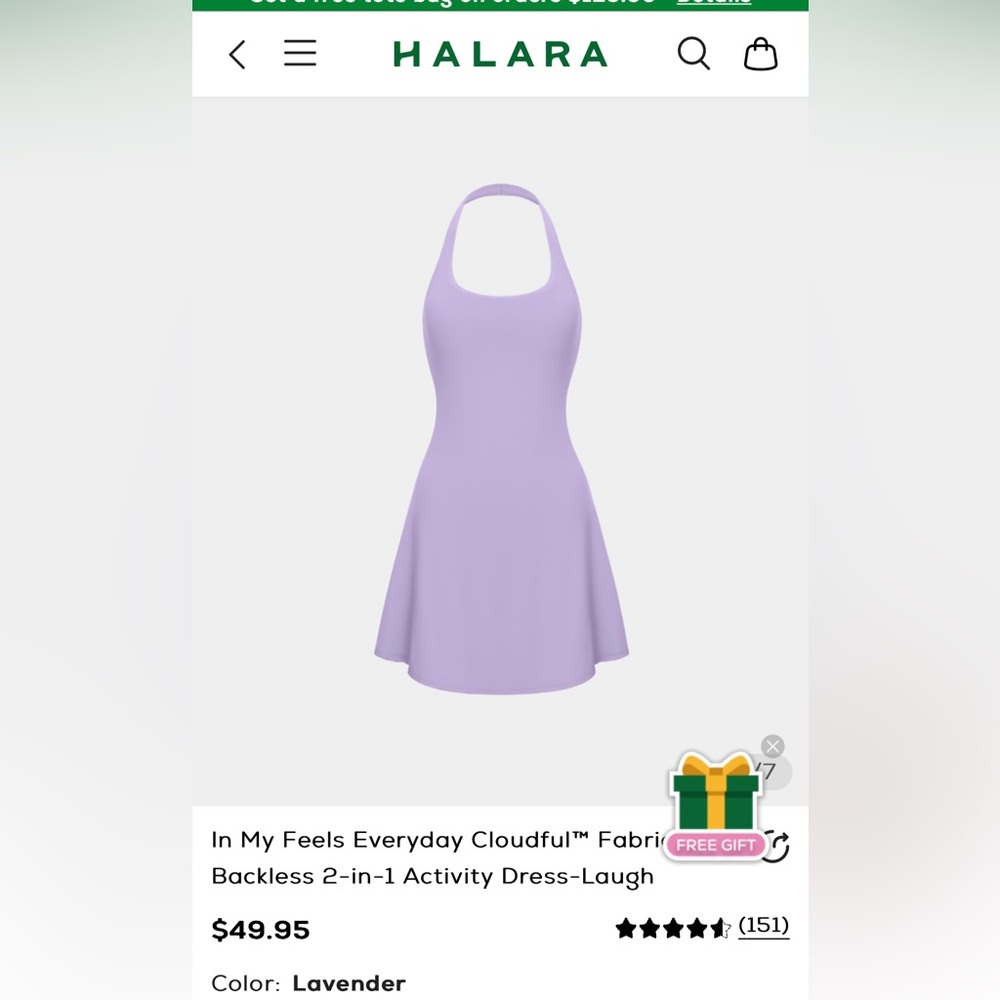 Women’s Halara Dress size Small with shorts that have pockets